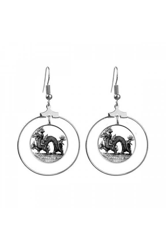china culture qing dynasty line drawing earrings dangle hoop jewelry drop circle