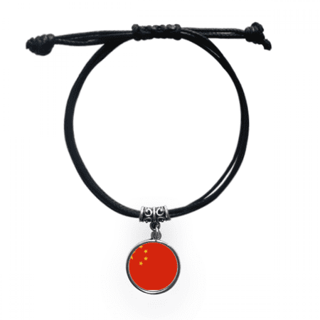 china national flag asia country bracelet leather wristband black jewelry