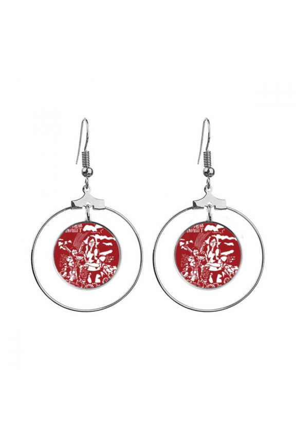 china paper cutting teachers' day earrings dangle hoop jewelry drop circle