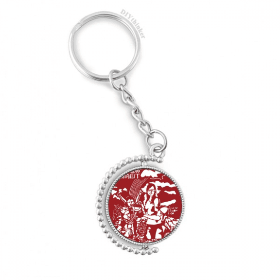 china paper cutting teachers' day rotatable keyholder disc accessories chain clip