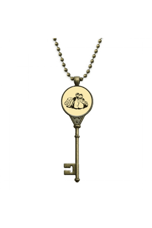 china red educational promotional textile key necklace pendant tray embellished chain
