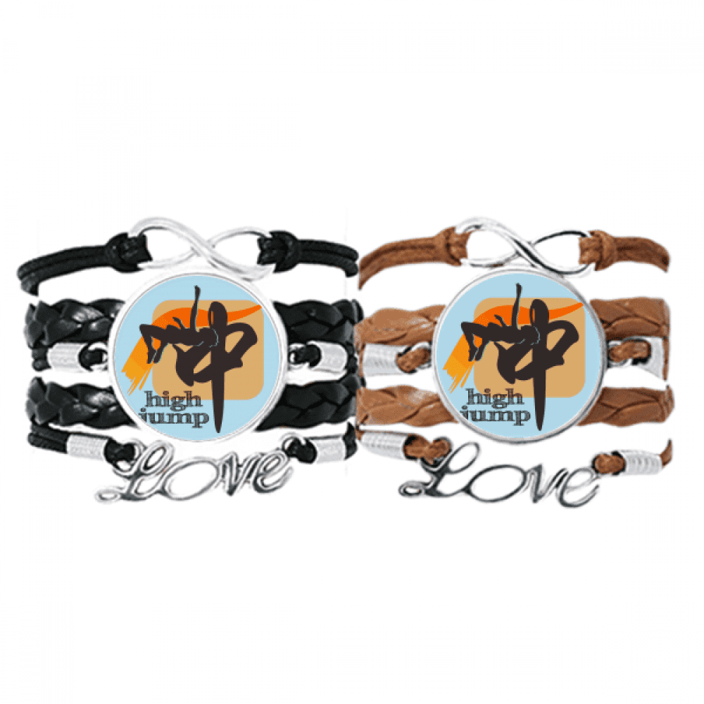 china sports track field highjump bracelet hand strap leather wristband double set