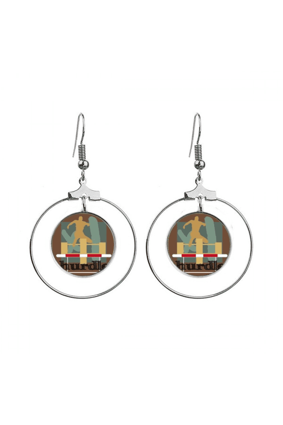 china sports track field hurdle earrings dangle hoop jewelry drop circle