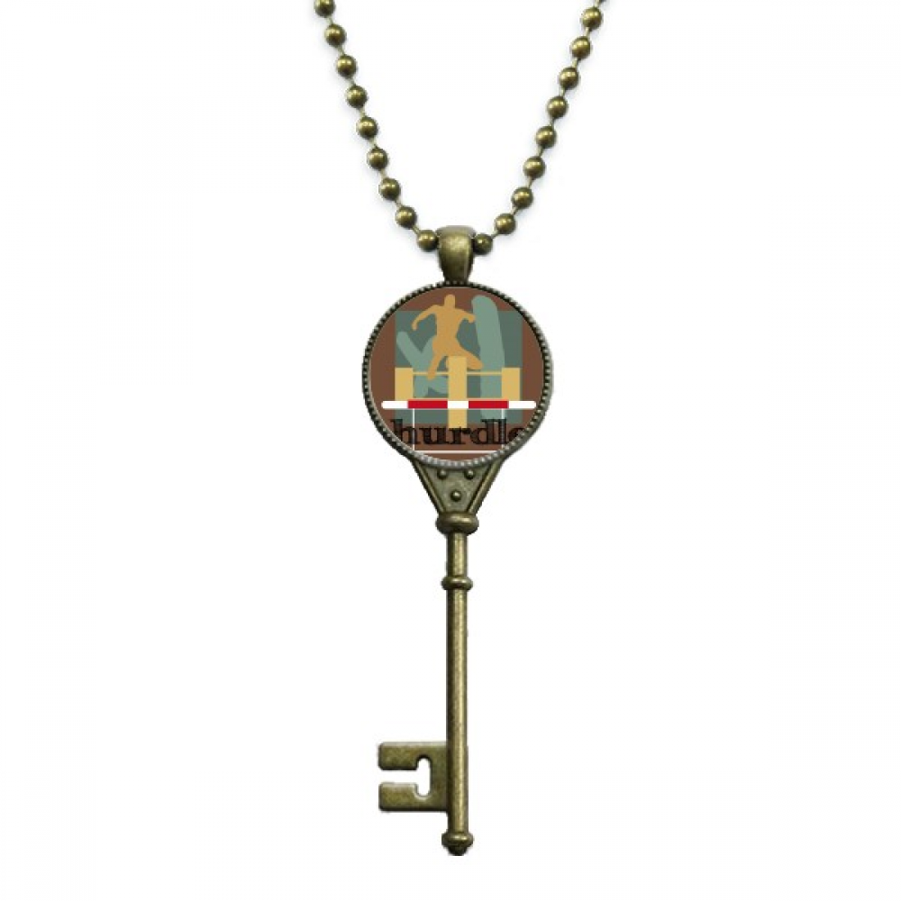 china sports track field hurdle key necklace pendant tray embellished chain