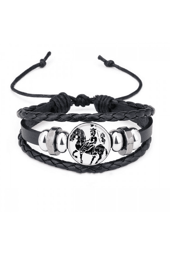 china wei jin dynasties horse riding pattern bracelet braided leather woven wristband