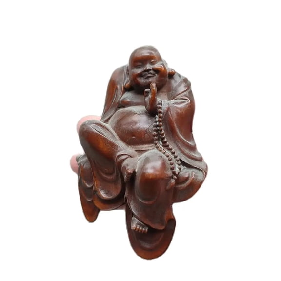 chinese boxwood carving Amitabha laughing buddha statue Figurine wall home decor decorative sculpture home decor