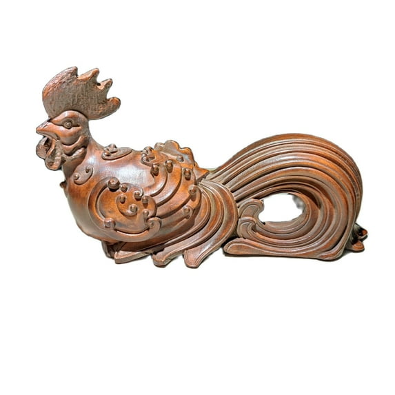 chinese carving boxwood rooster statue Figurine cock home decor wood animal gift