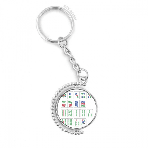 chinese culture mahjong chess game rotatable keyholder disc accessories chain clip