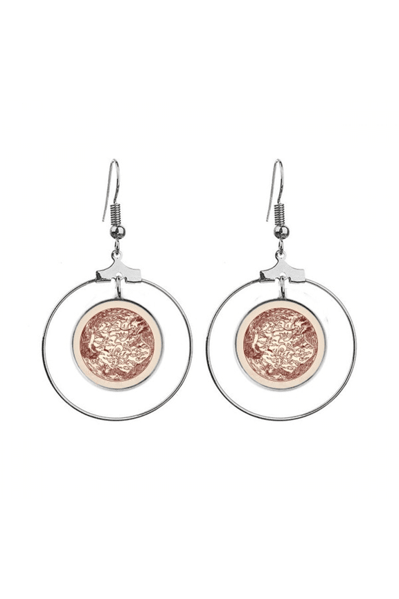 chinese dragon phoenix fly animal portrait earrings dangle hoop jewelry drop circle