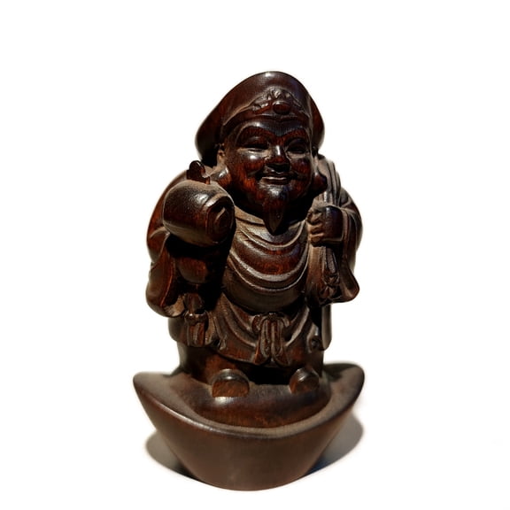 chinese figurine antique wood carving buddha statues tibet Mammon wooden boxwood