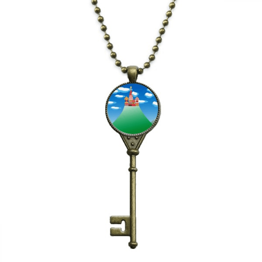 chinese french mountain cloud castle key necklace pendant tray ...