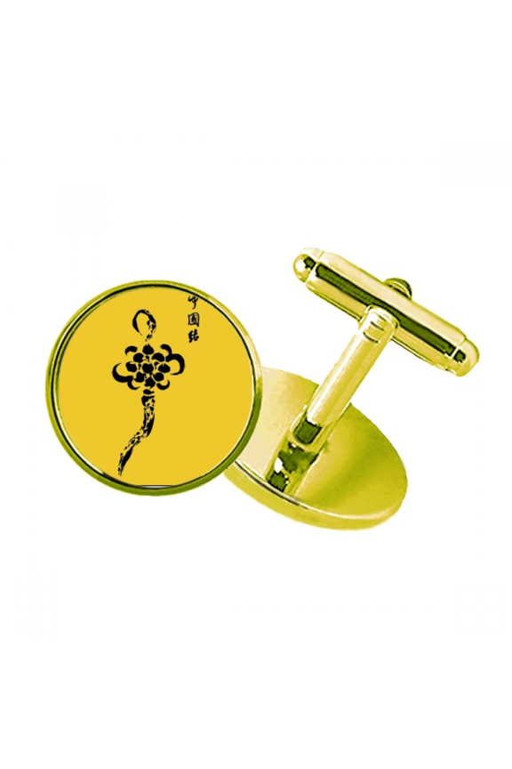 chinese knot ink painting studded business metal cufflinks en