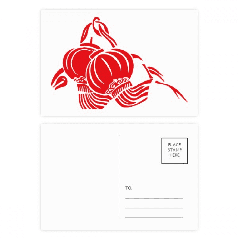 chinese lotus red pattern postcard set birthday mailing thanks greeting card