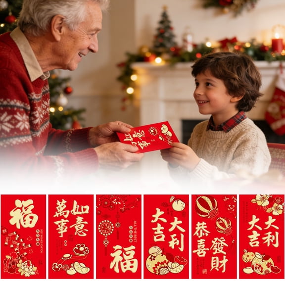 chinese red envelopes all occasion 6 Designs Chinese New Year Red Envelopes 2026 Bao Envelopes Red Packets Lai See For Spring Festival New Year 6PCS