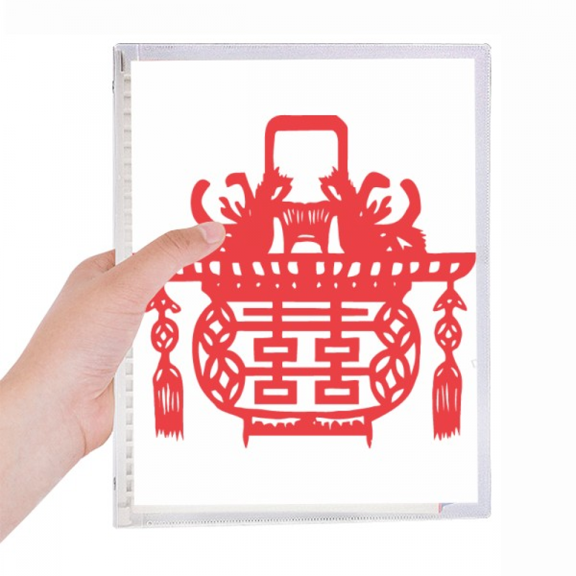 chinese red lotus pattern notebook loose diary refillable journal statiry