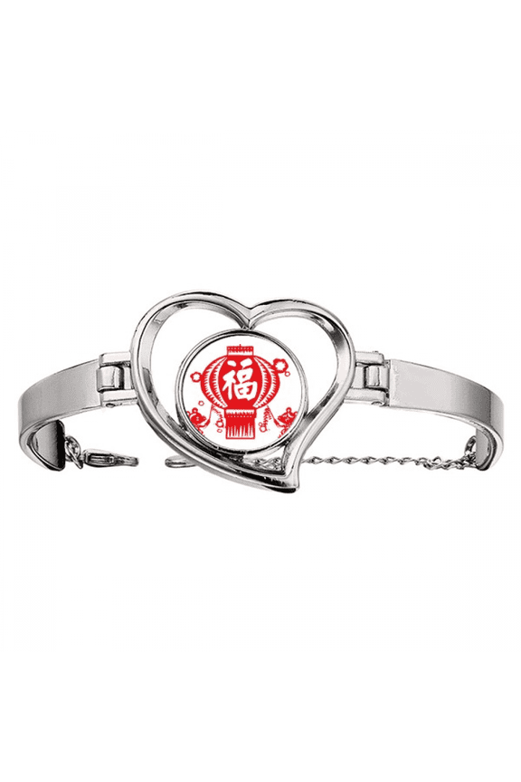 chinese red paper cutting pattern bracelet heart jewelry wire bangle