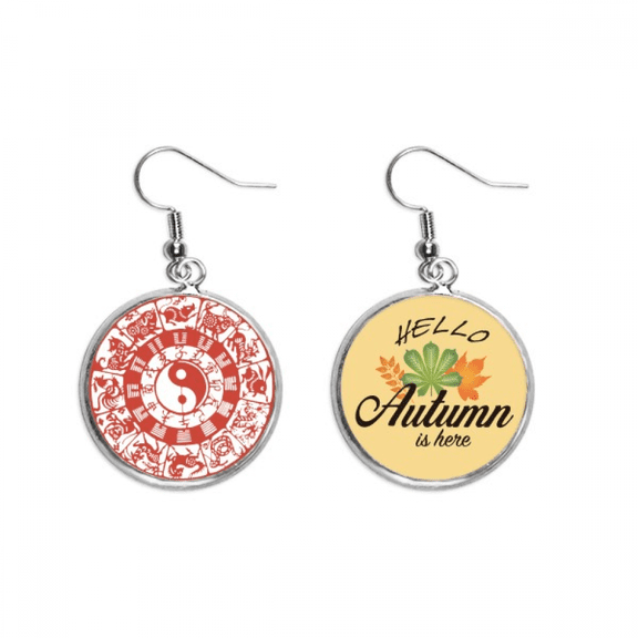 chinese taiji diagrams yin-yang zodiac earring dangle autumn earring jewelry
