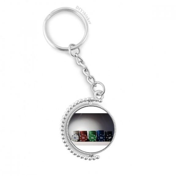 chip card game gambling photo rotatable keyholder disc accessories chain clip