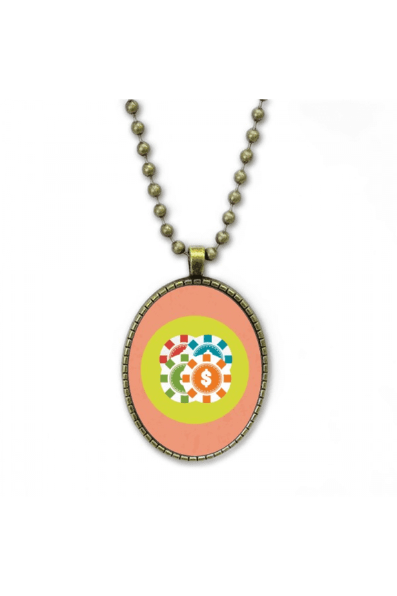 chips casino cartoon illustration necklace vintage chain bead pendant jewelry collection