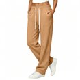thumbnail image 1 of choiix Drawstring Wide Leg Sweatpants for Womens Loose Fit Casual Joggers Comfortable Sporty Trousers Versatile Lounge Bottoms Camel M, 1 of 5
