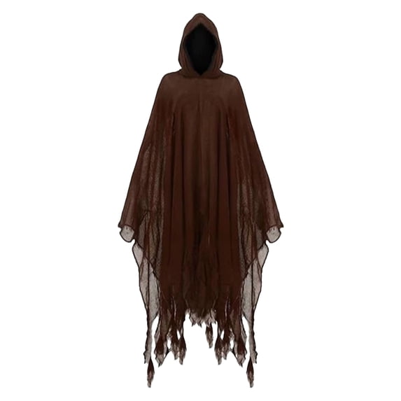 choiix Hooded Grim Reaper Cloak and Robe Set with Full Length Cape Medieval Horror Hooded Gown and Cape Outfit with Drawstring Hood Halloween Cosplay Dress and Robe