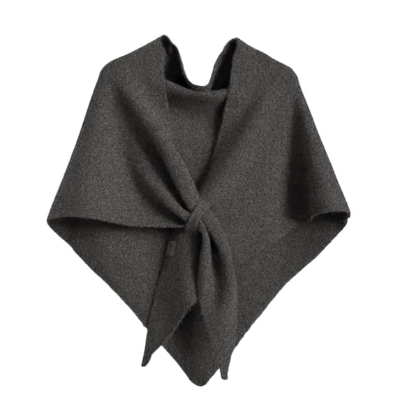 choiix Knitted Shawl Wraps for Women's Open Front Wool Blend Shoulder Cover Ups, Elegant Cozy Poncho Scarf Dark Gray