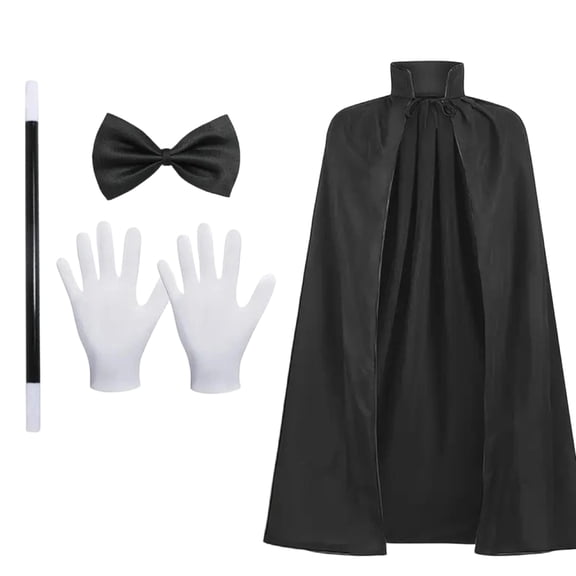 choiix Magician Halloween Costume Set with Cape Hat Bow Tie Magic Wand and White Gloves 5 Piece Magic Outfit for Party Cosplay Dress for Performance