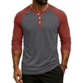 thumbnail image 1 of Gaukiv Men's Three Quarter Sleeve Shirts Color Block Henley Raglan Shirts Contrast Sleeve Baseball Tees Watermelon Red XL, 1 of 7