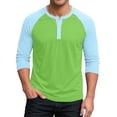 thumbnail image 1 of Gaukiv Men's Three Quarter Sleeve Shirts Contrast Henley Raglan Tees Color Block Baseball Shirts Green M, 1 of 5
