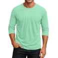 thumbnail image 1 of Gaukiv Men's Three Quarter Sleeve Shirts Raglan Crew Neck Shirts Solid Color Baseball Tops Light Green M, 1 of 7