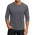 thumbnail image 1 of Gaukiv Men's Three Quarter Sleeve Shirts Raglan Crew Neck Tees Solid Color Baseball Shirts Gray M, 1 of 7