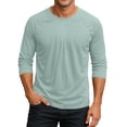thumbnail image 1 of Gaukiv Men's Three Quarter Sleeve Shirts Raglan Crew Neck Tees Solid Color Baseball Shirts Light Blue L, 1 of 7