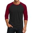 thumbnail image 1 of Gaukiv Men's Three Quarter Sleeve Shirts Raglan Crew Neck Tees Solid Color Body with Contrast Sleeves Baseball Shirts Deep Red 2XL, 1 of 7