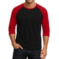 thumbnail image 1 of Gaukiv Men's Three Quarter Sleeve Shirts Raglan Crew Neck Tees Solid Color Body with Contrast Sleeves Baseball Shirts Red 3XL, 1 of 7