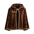thumbnail image 1 of choiix Women's Hooded Velvet Cape Halloween Costume with Gold Woven Trim Short Cape Outfit for Party Cosplay Dress for Holiday, 1 of 7