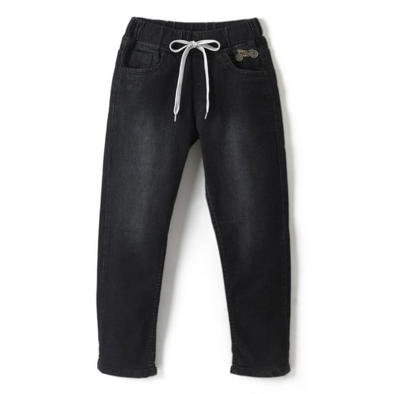 chopper club Boys Jeans - Elastic Waist with Drawstrings Stretchable Denim Pants in Slim Fit 36
