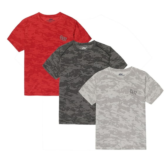 chopper club Boys Sports T Shirts Polyester Non-Lycra Zip Dry Pack of 3 Tees Ultra Soft| Super wick- Red|Anthra|Steel 14