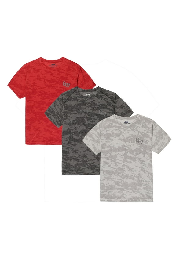 Boys Sports T Shirts Polyester Non-Lycra Zip Dry Pack of 3 Tees Ultra Soft| Super wick- Red|Anthra|Steel 6