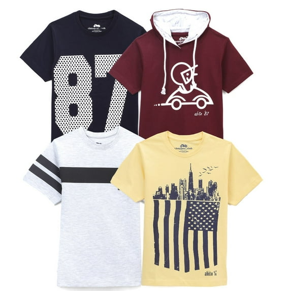 chopper club Boys T shirts Regular Fit Cotton Melange Pack of 4 Printed Tees for Daily Wear Boys' T-Shirts ss19
