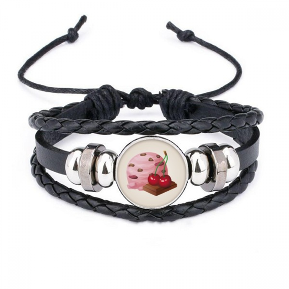 chote cherry purple ice ball bracelet braided leather woven wristband