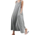 thumbnail image 1 of chouyatou Women's Casual Loose-Fit Cotton and Linen Plaid Tank Maxi Dress with Pockets, 1 of 6