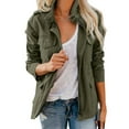 thumbnail image 1 of chouyatou Women's Fall Stand Collar Zip Up Military Cotton Utility Safari Jacket, 1 of 5