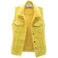 thumbnail image 1 of chouyatou Women's Fashion Sleeveless Regular Lightweight Button Front Candy Color Ripped Denim Vest Jacket, 1 of 5