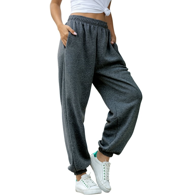 chouyatou Women s Sports High Waisted Loose Baggy Fleece Gym