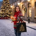 thumbnail image 1 of christmas bathroom decor Christmas Black Color Handbag Non-Woven Shopping Bag Holiday Gift Gift Packaging Bag, 1 of 6