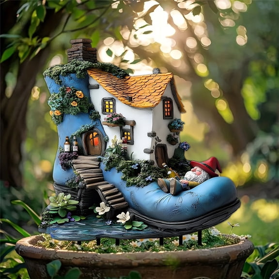Acrylic Gnome House Desktop Ornament - Whimsical Garden Decor, Inspirational Sign Holder, Floor Standing Christmas Village Scene Decoration