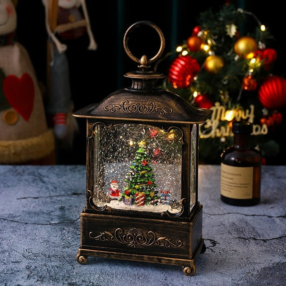 Vintage Santa Claus Music Box Ornament - Rotating Christmas Decorations with Lights, Desktop Holiday Decoration, Musical Figurine Gift