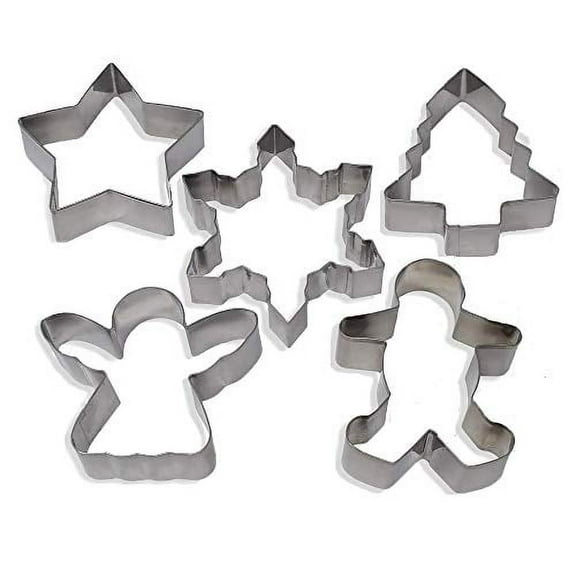 christmas cookie cutters set, 5 piece stainless steel cookie cutters christmas shapes by exultimate