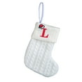 thumbnail image 1 of christmas decorations Christmas decorations: Children's knitted white embroidered Christmas socks, Christmas decorations, 1 of 5