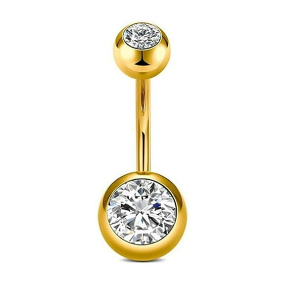 christmas decorations-Gold Titanium Belly Button Ring 0.06x0.39 Inch with 0.2 and 0.32 Inch Balls for Women